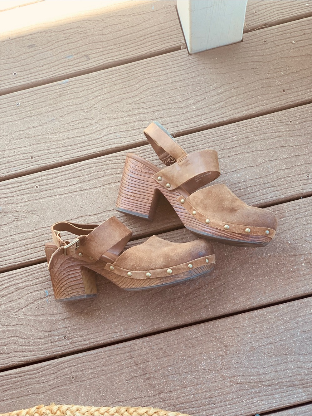 Kork-Ease Tan Suede Studded Clog Heels